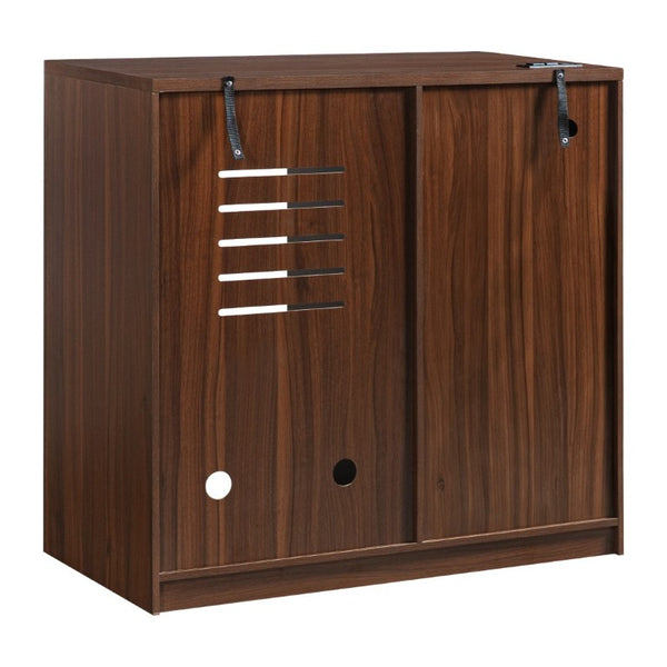 English Elm K&k Fluted Walnut Bar Cabinet with Fridge Space Stemware Storage and Charging Hub Walnut Brown N707P508910Z