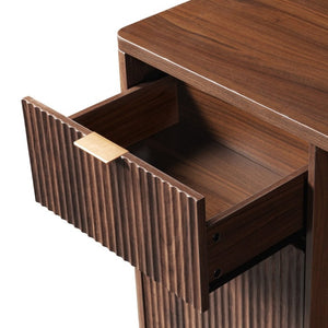 English Elm K&k Fluted Walnut Bar Cabinet with Fridge Space Stemware Storage and Charging Hub Walnut Brown N707P508910Z