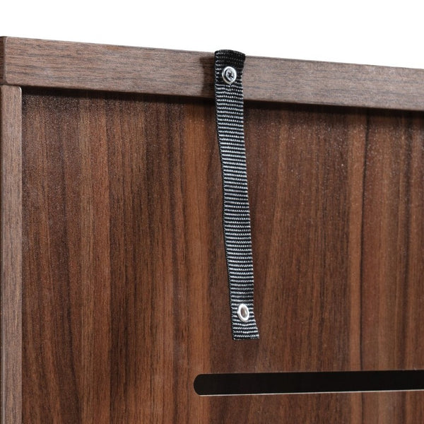English Elm K&k Fluted Walnut Bar Cabinet with Fridge Space Stemware Storage and Charging Hub Walnut Brown N707P508910Z