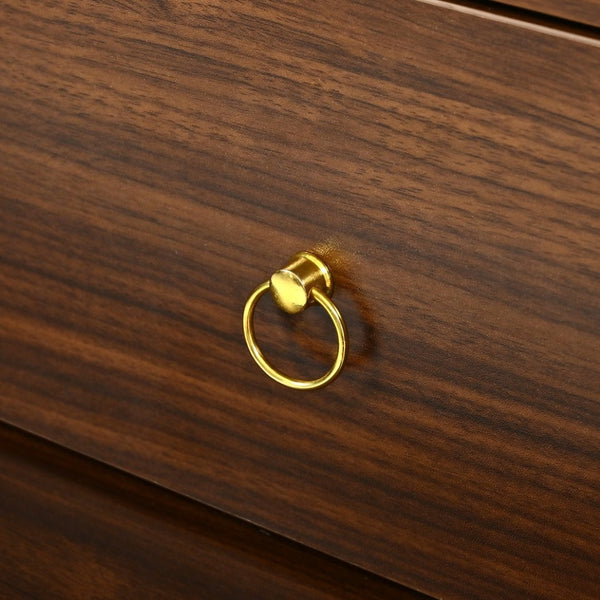 English Elm K&k Fluted Pantry Cabinet Arched Dome Top Brass Pulls Brown Wood Grain Freestanding N707S000020Z