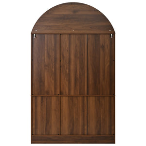 English Elm K&k Farmhouse Pantry Cabinet with Tempered Glass Doors Adjustable Shelves Dining Storage Walnut N707S000027Z