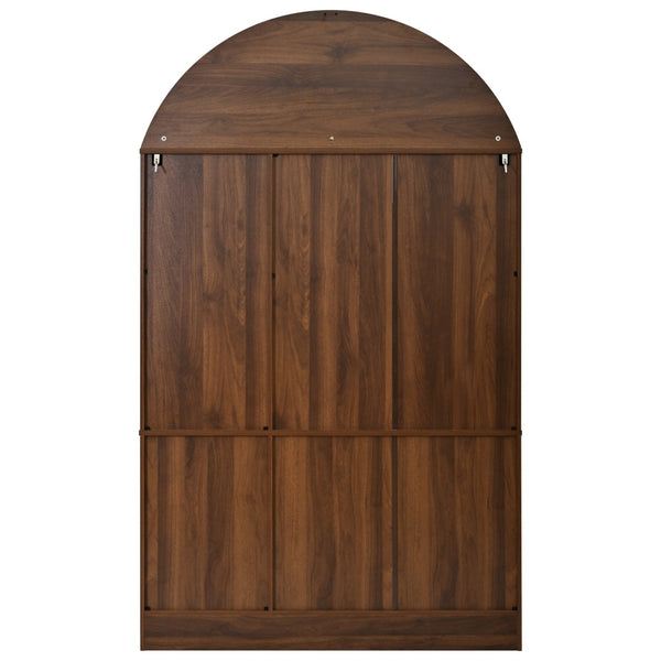 English Elm K&k Farmhouse Pantry Cabinet with Tempered Glass Doors Adjustable Shelves Dining Storage Walnut N707S000027Z