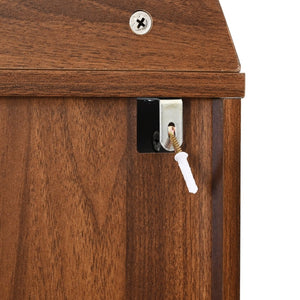 English Elm K&k Farmhouse Pantry Cabinet with Tempered Glass Doors Adjustable Shelves Dining Storage Walnut N707S000027Z