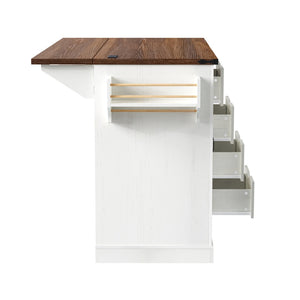 English Elm K&k Farmhouse Rolling Kitchen Island with Barn Doors Charging Station and Wine Storage White N707S000028W