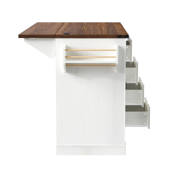 English Elm K&k Farmhouse Rolling Kitchen Island with Barn Doors Charging Station and Wine Storage White N707S000028W