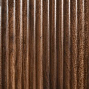 English Elm K&k Arched Fluted Pantry Cabinet Mid Century Walnut Finish with Drawers and Door Shelves Walnut N707S000029Z