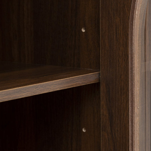 English Elm K&k Rolling Kitchen Island with Arched Glass Doors Drop Leaf and Built in Power Station Walnut Brown N707S000030Z