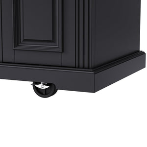 English Elm K&k Farmhouse Rolling Kitchen Island Rubberwood Drop Leaf Soft Close Storage Cart Black N707S000395B