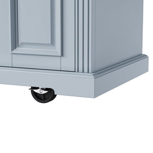 English Elm K&k Farmhouse Rolling Kitchen Island Rubberwood Drop Leaf Soft Close Storage Cart Grey Blue N707S000395G