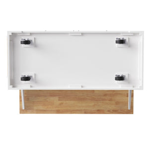 English Elm K&k Farmhouse Rolling Kitchen Island Rubberwood Drop Leaf Soft Close Storage Cart White N707S000395W
