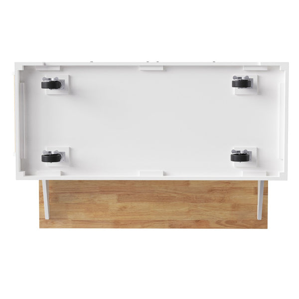 English Elm K&k Farmhouse Rolling Kitchen Island Rubberwood Drop Leaf Soft Close Storage Cart White N707S000395W