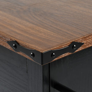 English Elm K&k Farmhouse Rolling Kitchen Island with Drop Leaf Barn Doors and Built-in Power Outlet Black N707S170349B