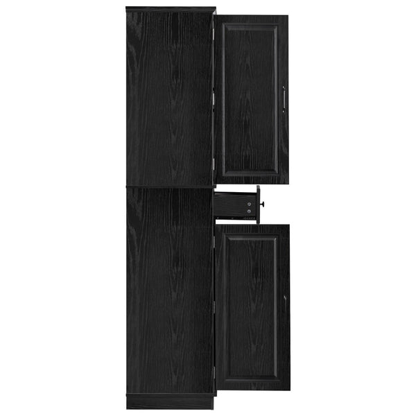 English Elm K&k Tall Farmhouse Pantry Cabinet with Pull Out Organizers and Six Door Shelves Black N707S256507B