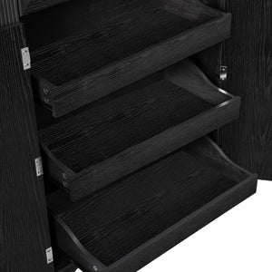 English Elm K&k Tall Farmhouse Pantry Cabinet with Pull Out Organizers and Six Door Shelves Black N707S256507B