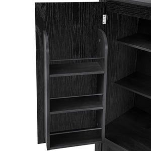English Elm K&k Tall Farmhouse Pantry Cabinet with Pull Out Organizers and Six Door Shelves Black N707S256507B