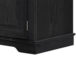 English Elm K&k Tall Farmhouse Pantry Cabinet with Pull Out Organizers and Six Door Shelves Black N707S256507B