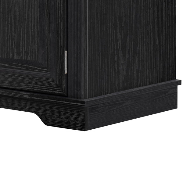 English Elm K&k Tall Farmhouse Pantry Cabinet with Pull Out Organizers and Six Door Shelves Black N707S256507B