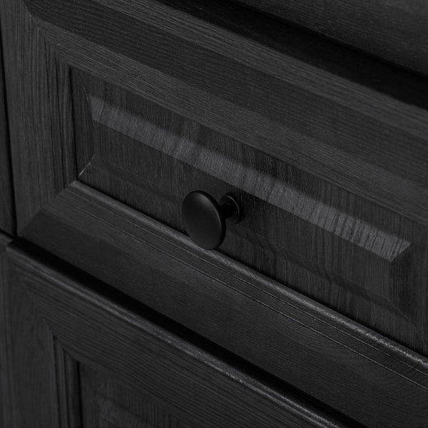 English Elm K&k Tall Farmhouse Pantry Cabinet with Pull Out Organizers and Six Door Shelves Black N707S256507B