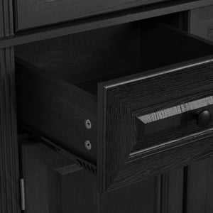 English Elm K&k Tall Farmhouse Pantry Cabinet with Pull Out Organizers and Six Door Shelves Black N707S256507B
