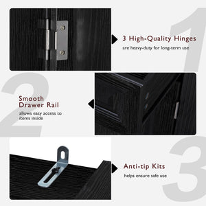 English Elm K&k Tall Farmhouse Pantry Cabinet with Pull Out Organizers and Six Door Shelves Black N707S256507B