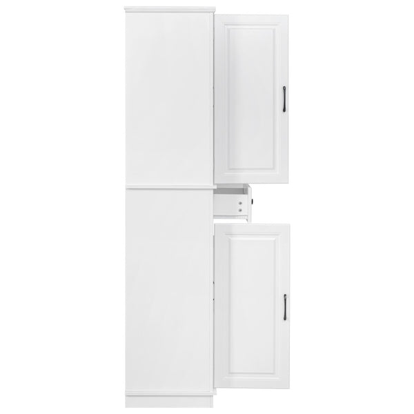 English Elm K&k Tall Farmhouse Pantry Cabinet with Pull Out Organizers and Six Door Shelves White N707S256507W
