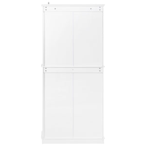 English Elm K&k Tall Farmhouse Pantry Cabinet with Pull Out Organizers and Six Door Shelves White N707S256507W