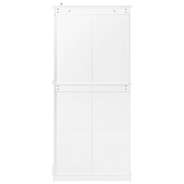 English Elm K&k Tall Farmhouse Pantry Cabinet with Pull Out Organizers and Six Door Shelves White N707S256507W