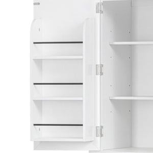 English Elm K&k Tall Farmhouse Pantry Cabinet with Pull Out Organizers and Six Door Shelves White N707S256507W