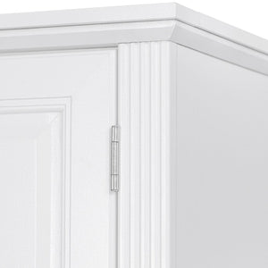 English Elm K&k Tall Farmhouse Pantry Cabinet with Pull Out Organizers and Six Door Shelves White N707S256507W