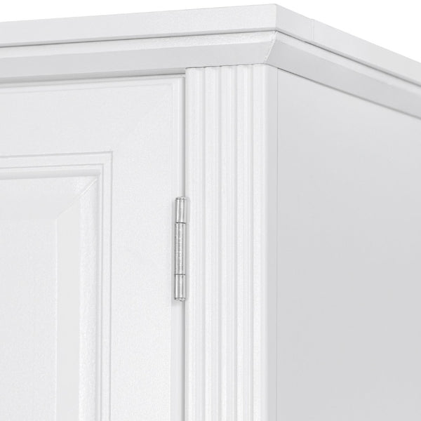English Elm K&k Tall Farmhouse Pantry Cabinet with Pull Out Organizers and Six Door Shelves White N707S256507W