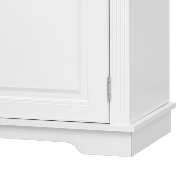 English Elm K&k Tall Farmhouse Pantry Cabinet with Pull Out Organizers and Six Door Shelves White N707S256507W