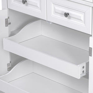 English Elm K&k Tall Farmhouse Pantry Cabinet with Pull Out Organizers and Six Door Shelves White N707S256507W