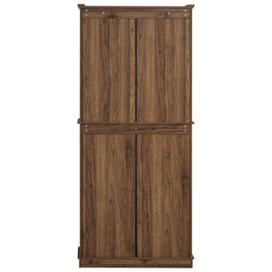 English Elm K&k Tall Farmhouse Pantry Cabinet with Pull Out Organizers and Six Door Shelves Brown N707S256507Z