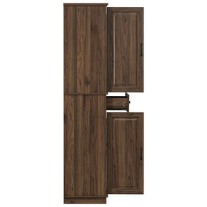 English Elm K&k Tall Farmhouse Pantry Cabinet with Pull Out Organizers and Six Door Shelves Brown N707S256507Z