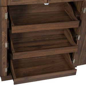 English Elm K&k Tall Farmhouse Pantry Cabinet with Pull Out Organizers and Six Door Shelves Brown N707S256507Z