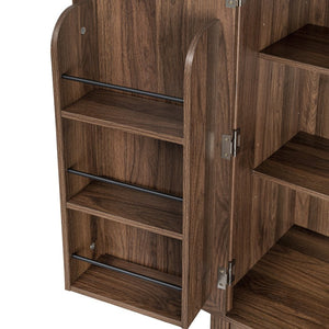 English Elm K&k Tall Farmhouse Pantry Cabinet with Pull Out Organizers and Six Door Shelves Brown N707S256507Z