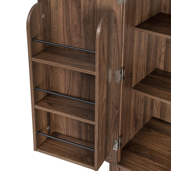 English Elm K&k Tall Farmhouse Pantry Cabinet with Pull Out Organizers and Six Door Shelves Brown N707S256507Z