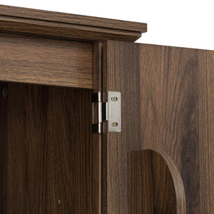 English Elm K&k Tall Farmhouse Pantry Cabinet with Pull Out Organizers and Six Door Shelves Brown N707S256507Z