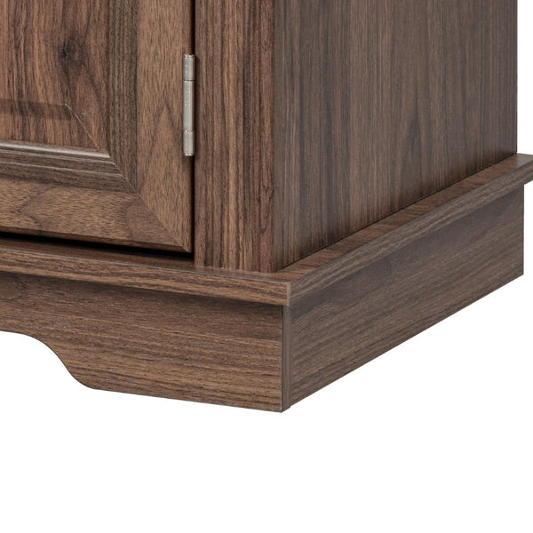 English Elm K&k Tall Farmhouse Pantry Cabinet with Pull Out Organizers and Six Door Shelves Brown N707S256507Z