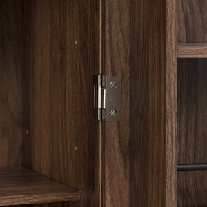 English Elm K&k Tall Farmhouse Pantry Cabinet with Pull Out Organizers and Six Door Shelves Brown N707S256507Z