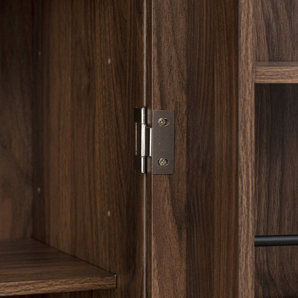 English Elm K&k Tall Farmhouse Pantry Cabinet with Pull Out Organizers and Six Door Shelves Brown N707S256507Z