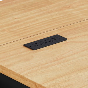 English Elm K&k Farmhouse Rolling Kitchen Island with Six Drawers Power Outlet and Drop Leaf Black N707S266184B