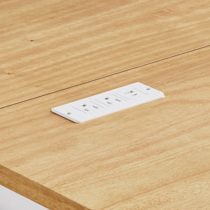 English Elm K&k Farmhouse Rolling Kitchen Island with Six Drawers Power Outlet and Drop Leaf White N707S266184W