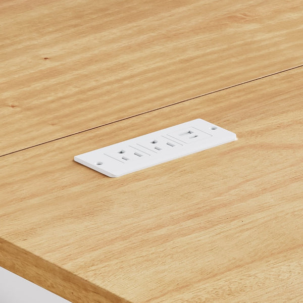 English Elm K&k Farmhouse Rolling Kitchen Island with Six Drawers Power Outlet and Drop Leaf White N707S266184W