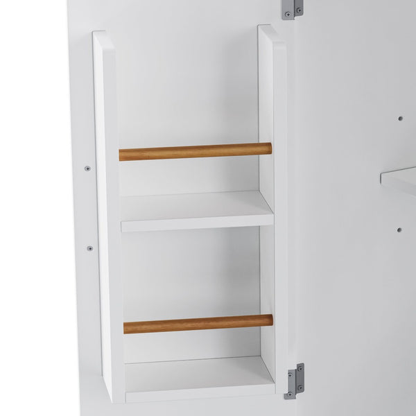 English Elm K&k Farmhouse Rolling Kitchen Island with Six Drawers Power Outlet and Drop Leaf White N707S266184W