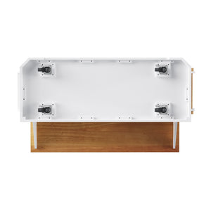 English Elm K&k Farmhouse Rolling Kitchen Island with Six Drawers Power Outlet and Drop Leaf White N707S266184W