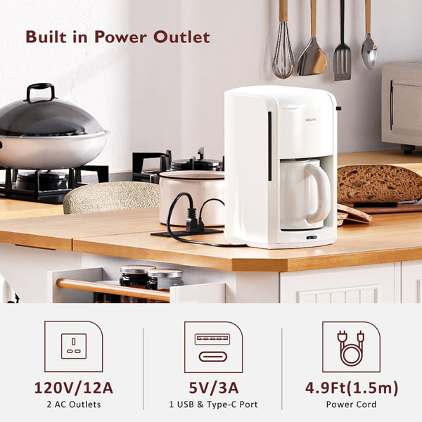 English Elm K&k Farmhouse Rolling Kitchen Island with Six Drawers Power Outlet and Drop Leaf White N707S266184W