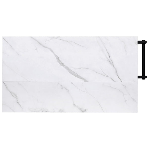 English Elm K&k Rolling Kitchen Island Faux Marble Top Tilt Trash Cabinet Pull Out Organizer Black N707S299008B