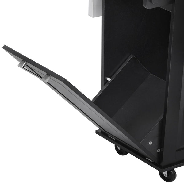 English Elm K&k Rolling Kitchen Island Faux Marble Top Tilt Trash Cabinet Pull Out Organizer Black N707S299008B