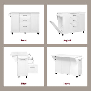 English Elm K&k Rolling Kitchen Island Faux Marble Top Tilt Trash Cabinet Pull Out Organizer White N707S299008W